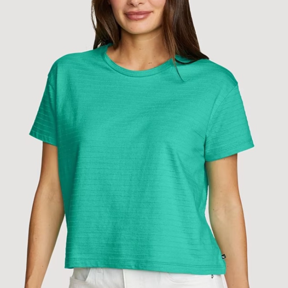 Eddie Bauer jacquard ripple short sleeve crew T-shirt seagreen